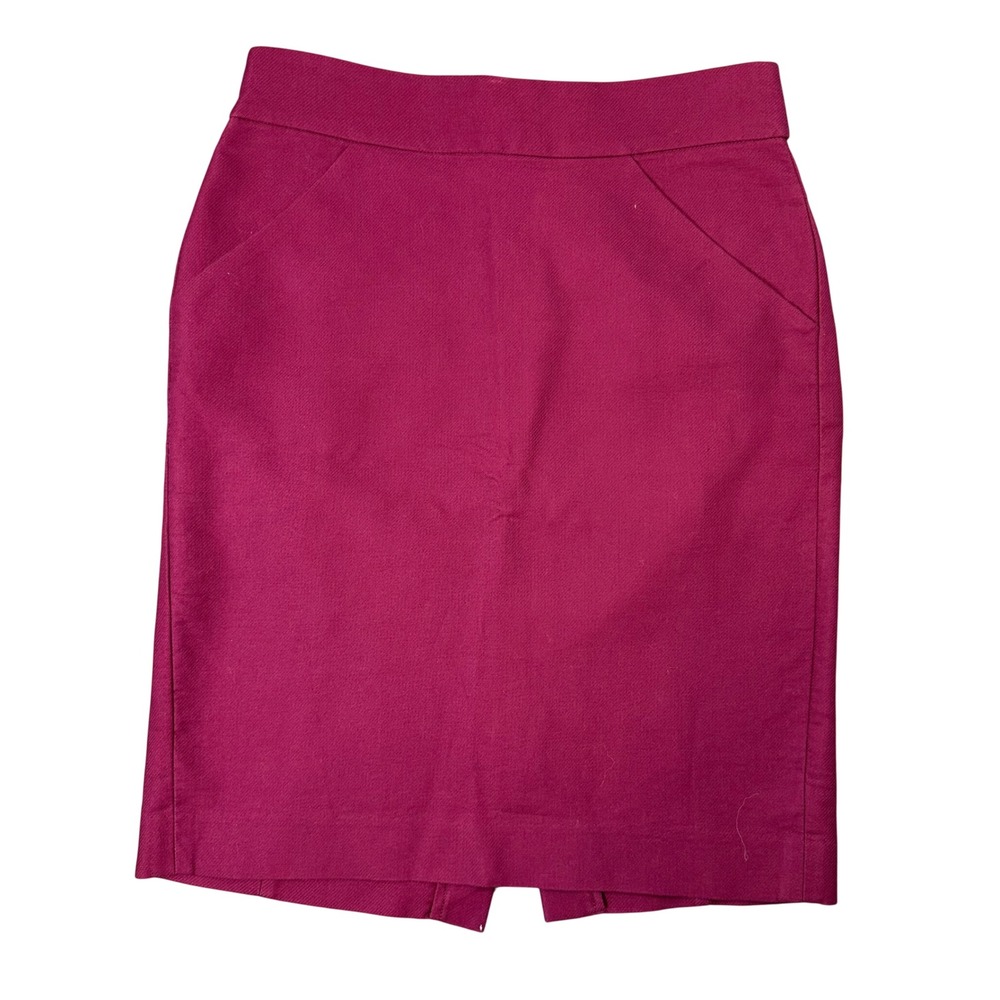 J.Crew The Pencil Skirt Berry Pink Cotton Twill Office Siren Professional Size 0